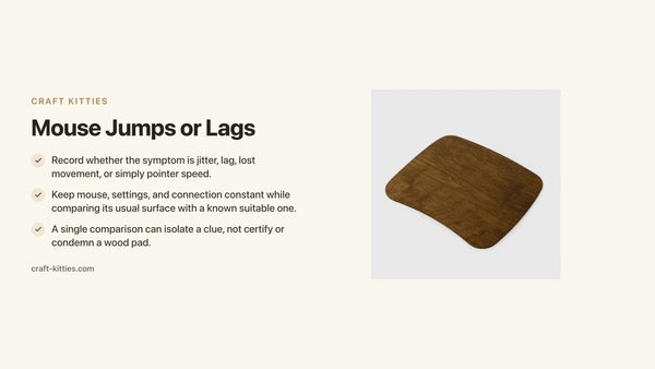Mouse Jumps or Lags: Isolate the Cause Before Replacing a Wood Pad — Craft Kitties