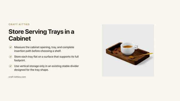 Store Serving Trays in a Cabinet: Compare Flat and Upright Layouts — Craft Kitties