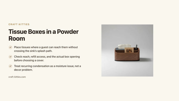 Tissue Boxes in a Powder Room: Choose a Spot Away From Splashes — Craft Kitties