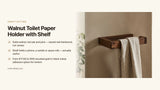 Walnut Toilet Paper Holder with Shelf: Space-Smart Bathroom Picks