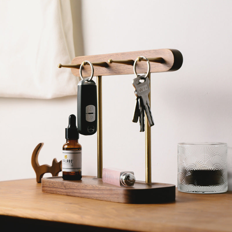 Entryway Key Rack Wood Valet Tray