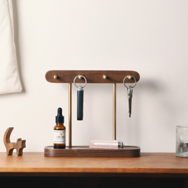 Entryway Key Rack Wood Valet Tray