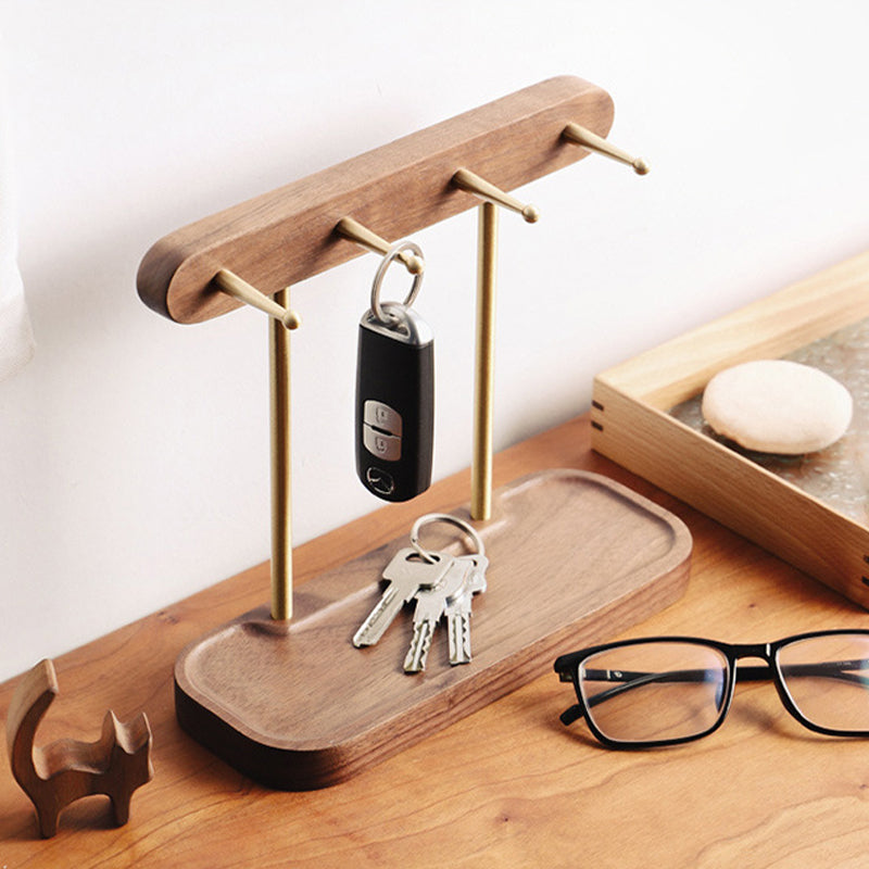 Entryway Key Rack Wood Valet Tray