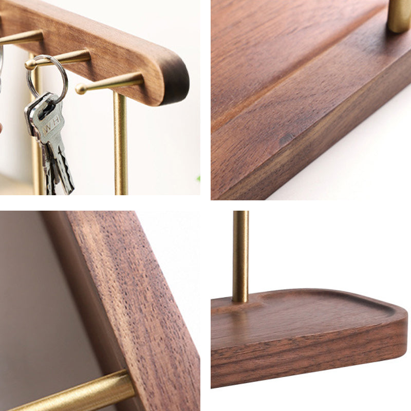 Entryway Key Rack Wood Valet Tray