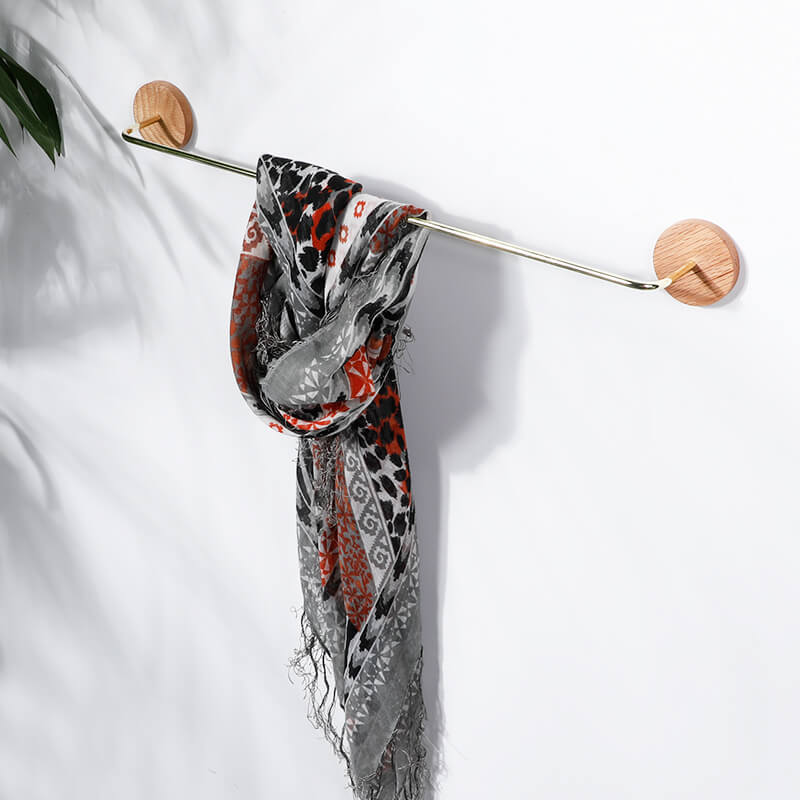 Bathroom-Wood-Brass-Towel-Rack-Holder-Wall-Mounted-Set