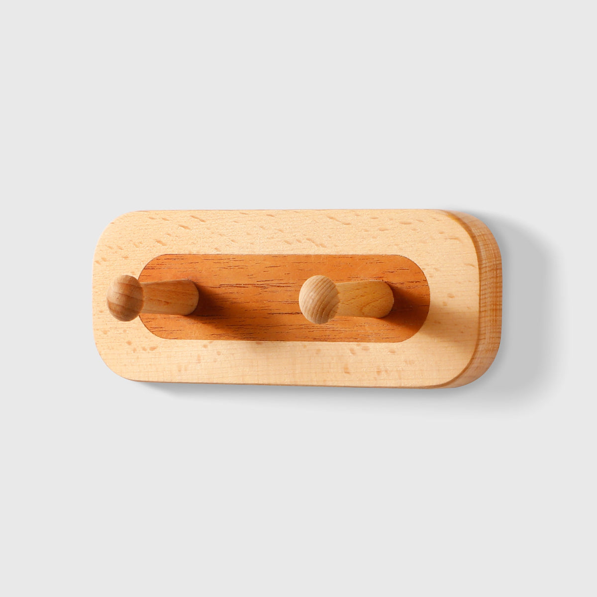Two-Color Beech Wood Splicing Row Of 2-Hooks