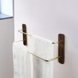 Double Layer Wooden Towel Bar Holder