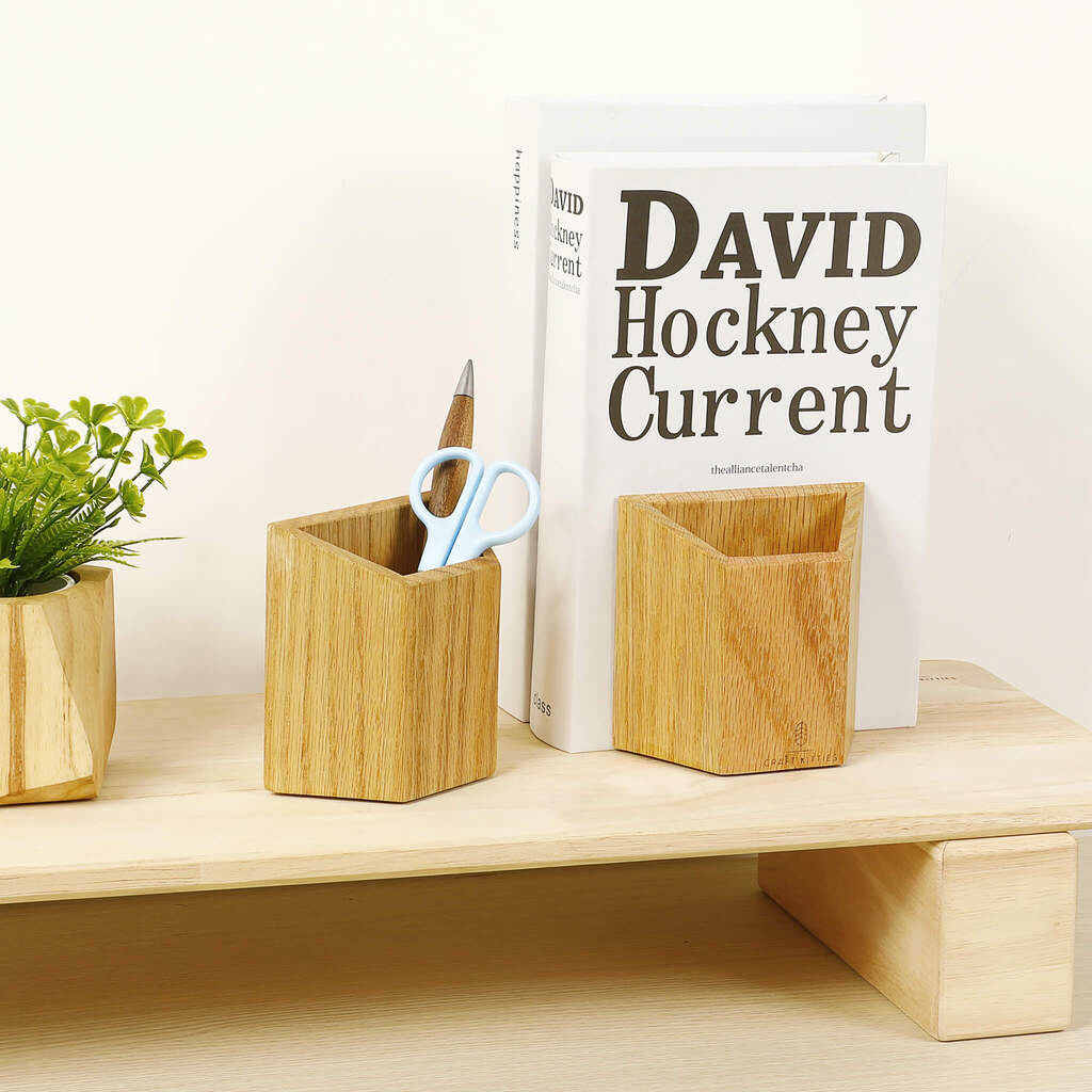 Red Oak Pencil Holder Bookend