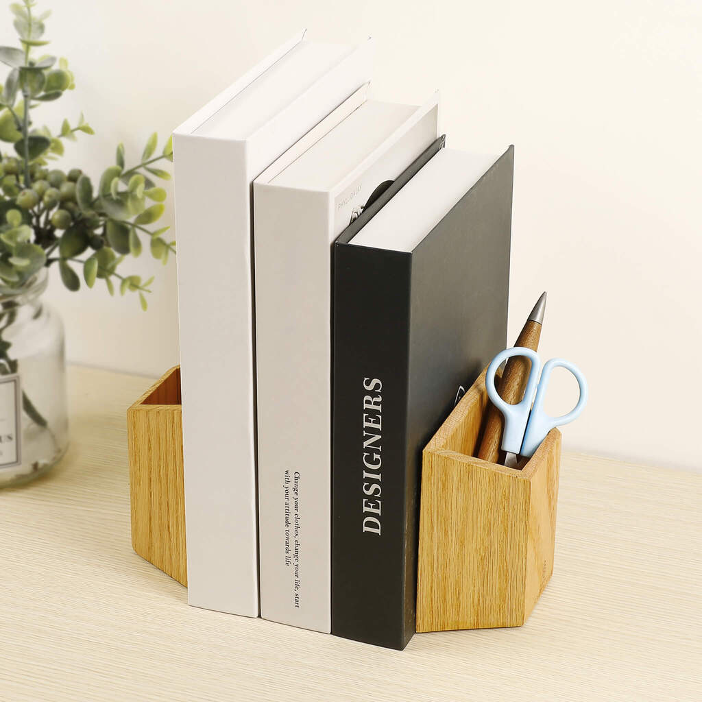 Red Oak Pencil Holder Bookend