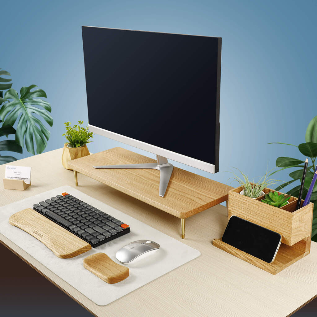 Red Oak Wood Monitor Stand