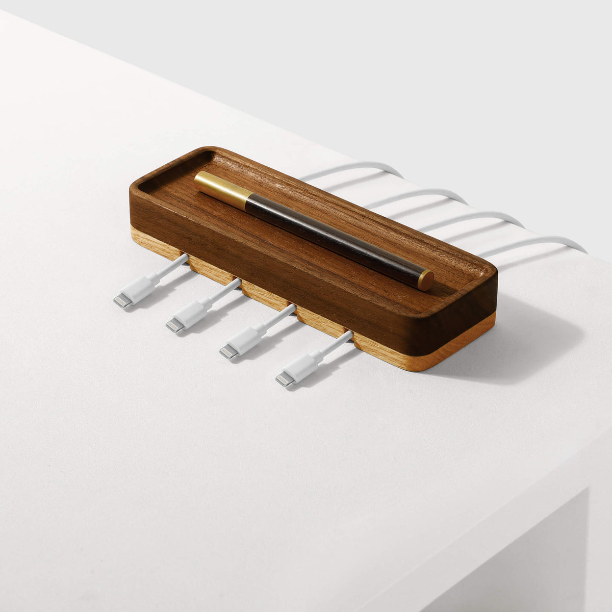 Walnut USB Cord Organizer Box