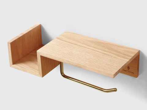 Red Oak Toilet Paper Holder With Shelf