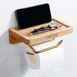Wall-Mount-Toilet-Paper-Holder-With-Red-Oak-Wooden-Shelf-For-Bathroom-Double-Brass-Tube