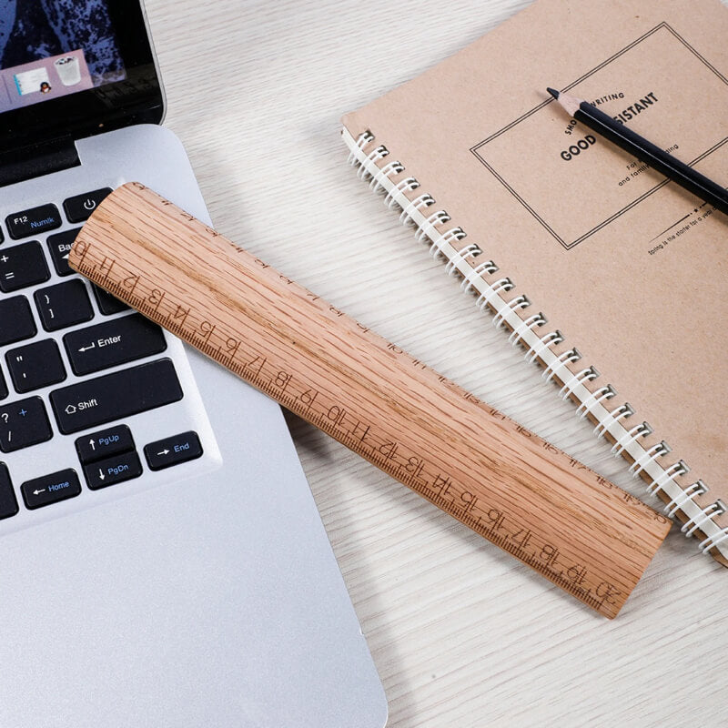Walnut-Red-Oak-Wooden-Solid-Ruler-Office-School-Supplies