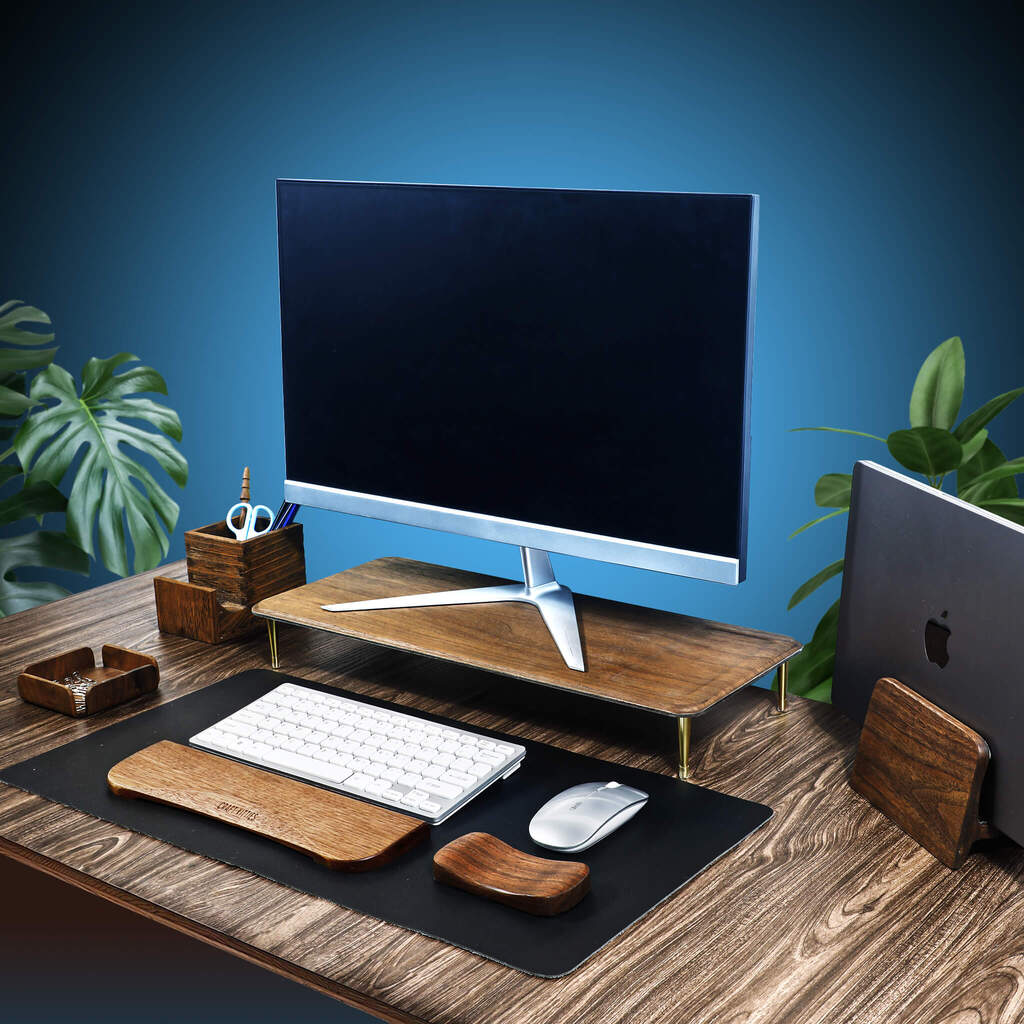 Walnut Suction Moulding Wooden Monitor Stand
