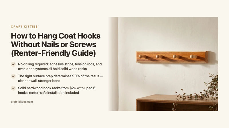 How to Hang Coat Hooks Without Nails or Screws (Renter-Friendly Guide) — Craft Kitties