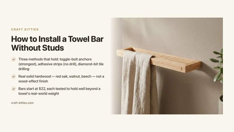 How to Install a Towel Bar Without Studs: Wall Anchors, Adhesive & Tile Tips — Craft Kitties