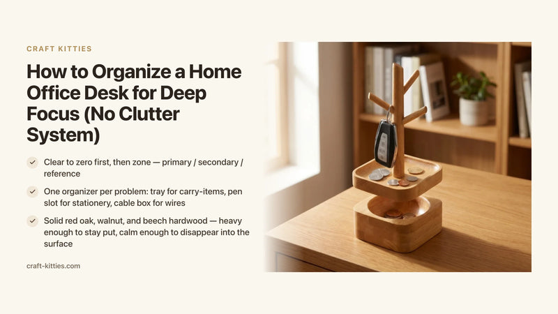 How to Organize a Home Office Desk for Deep Focus (No Clutter System) — Craft Kitties