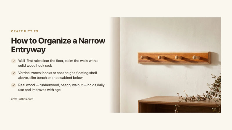 How to Organize a Narrow Entryway: Slim Furniture, Wall Hooks & Vertical Tricks — Craft Kitties