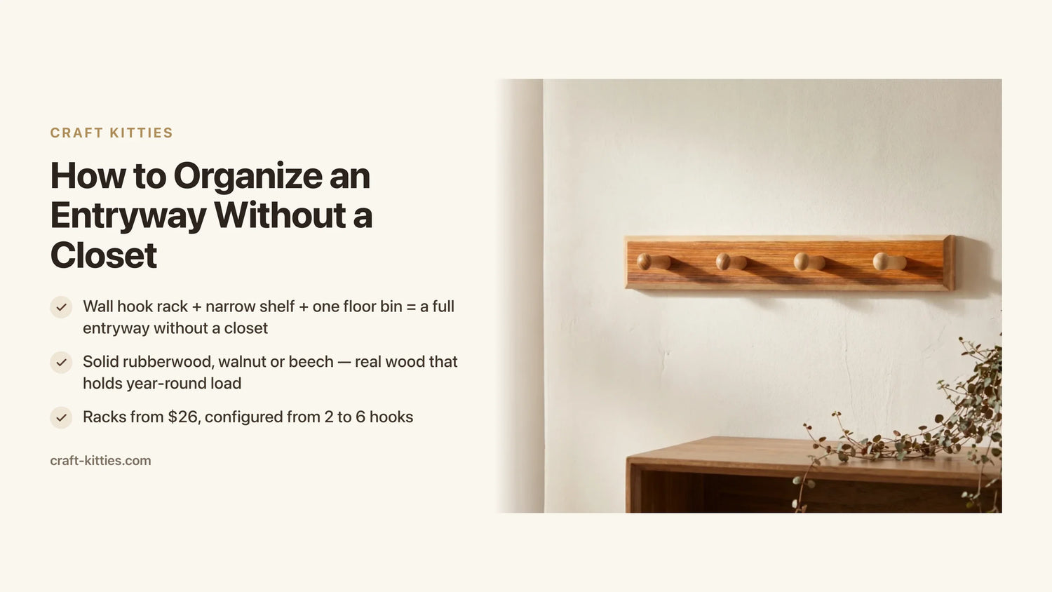 How to Organize an Entryway Without a Closet: Wall Hooks, Benches & Bins — Craft Kitties