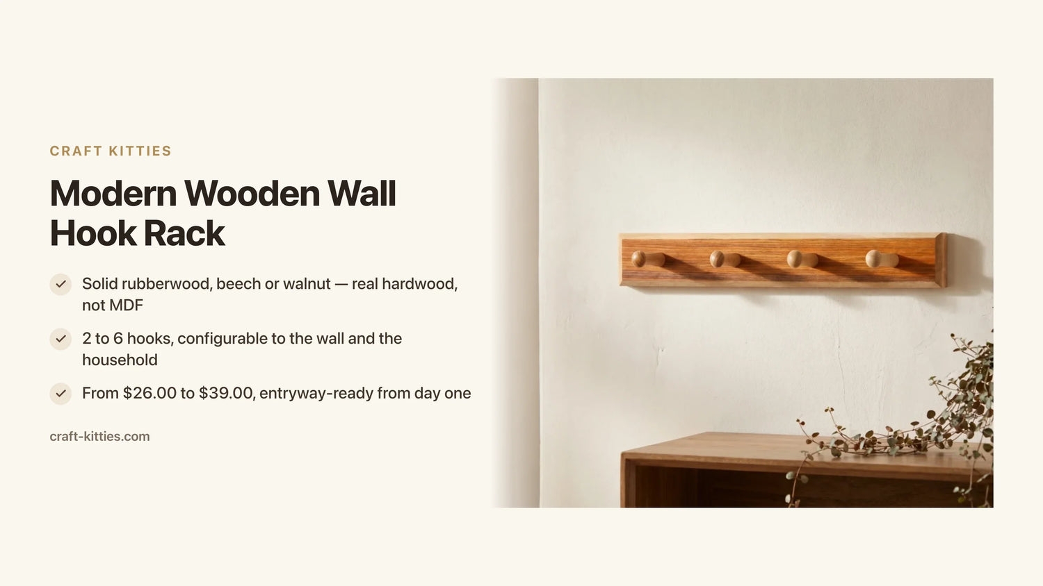 Modern Wooden Wall Hook Rack: Minimalist Designs That Work in Any Room — Craft Kitties