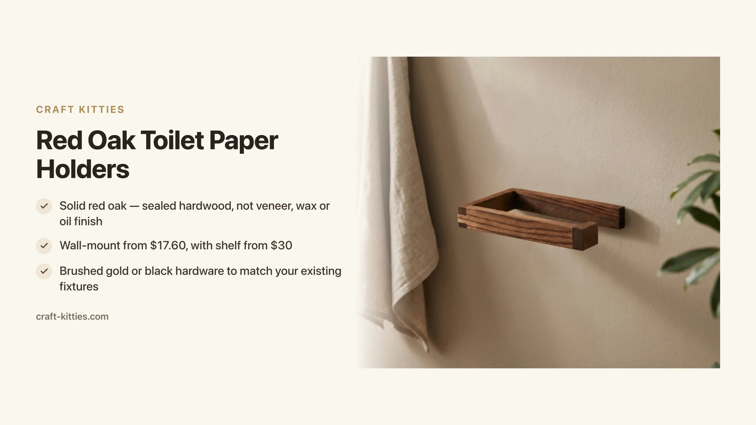 Red Oak Toilet Paper Holders: Durable, Classic, and Easy to Style — Craft Kitties