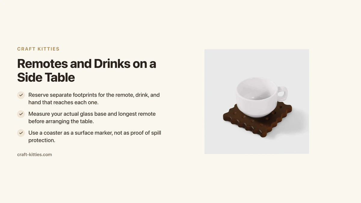 Remotes and Drinks on a Side Table: Make Two Clear Zones — Craft Kitties