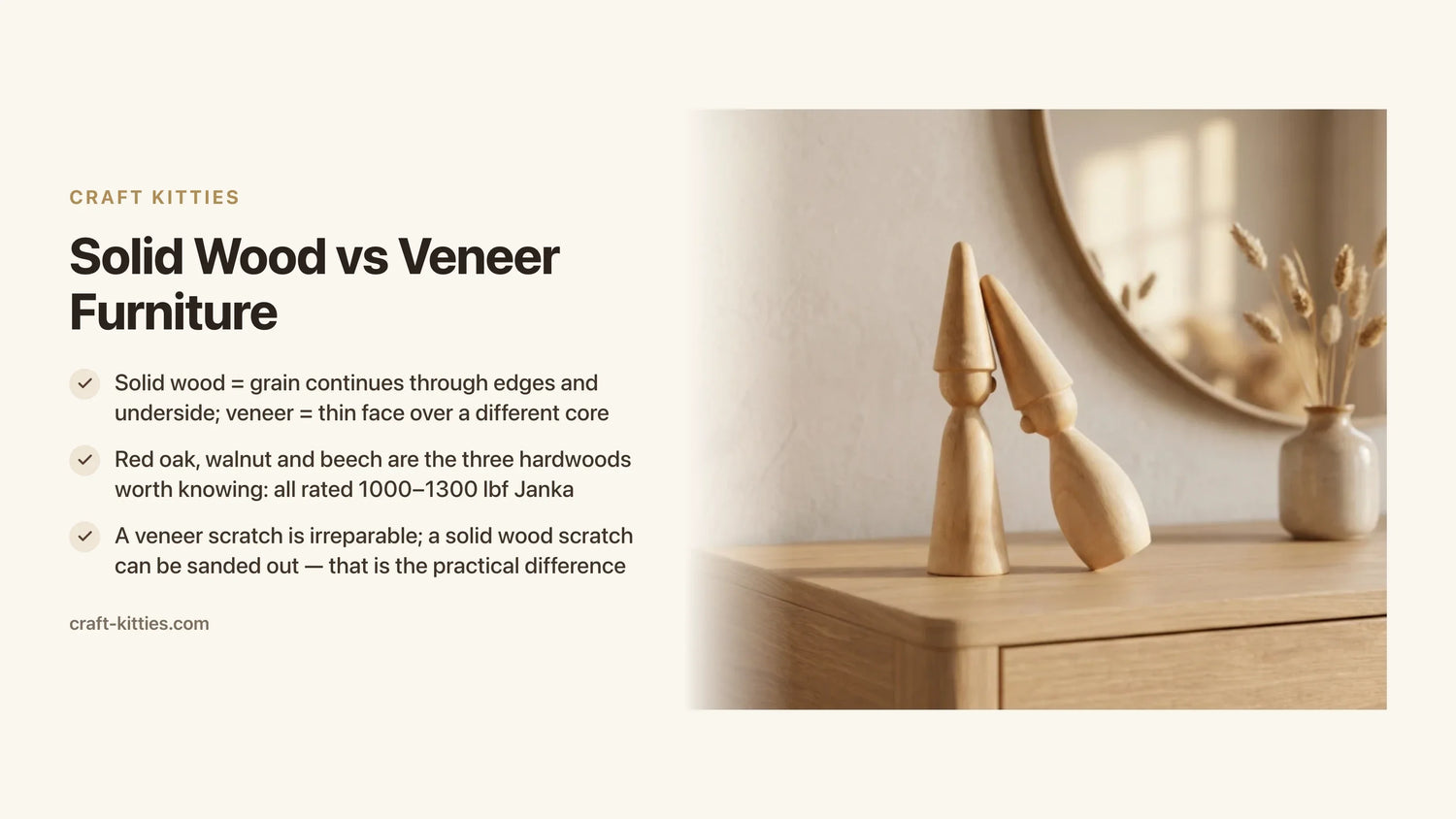 Solid Wood vs Veneer Furniture: How to Tell Them Apart and Why It Matters — Craft Kitties
