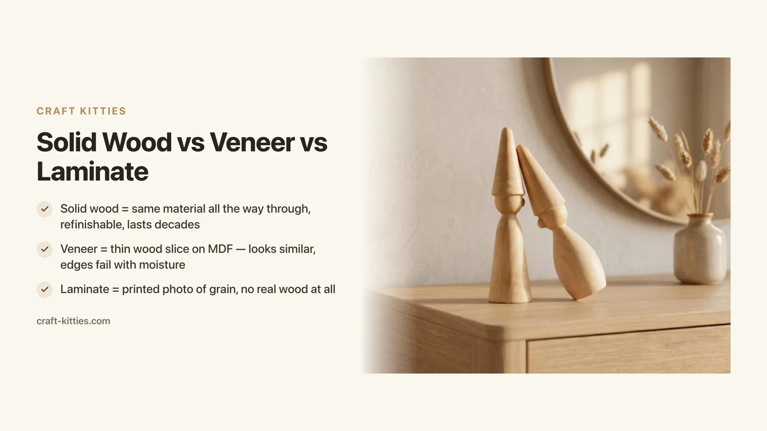 Solid Wood vs Veneer vs Laminate: The Full Breakdown for Smart Buyers — Craft Kitties
