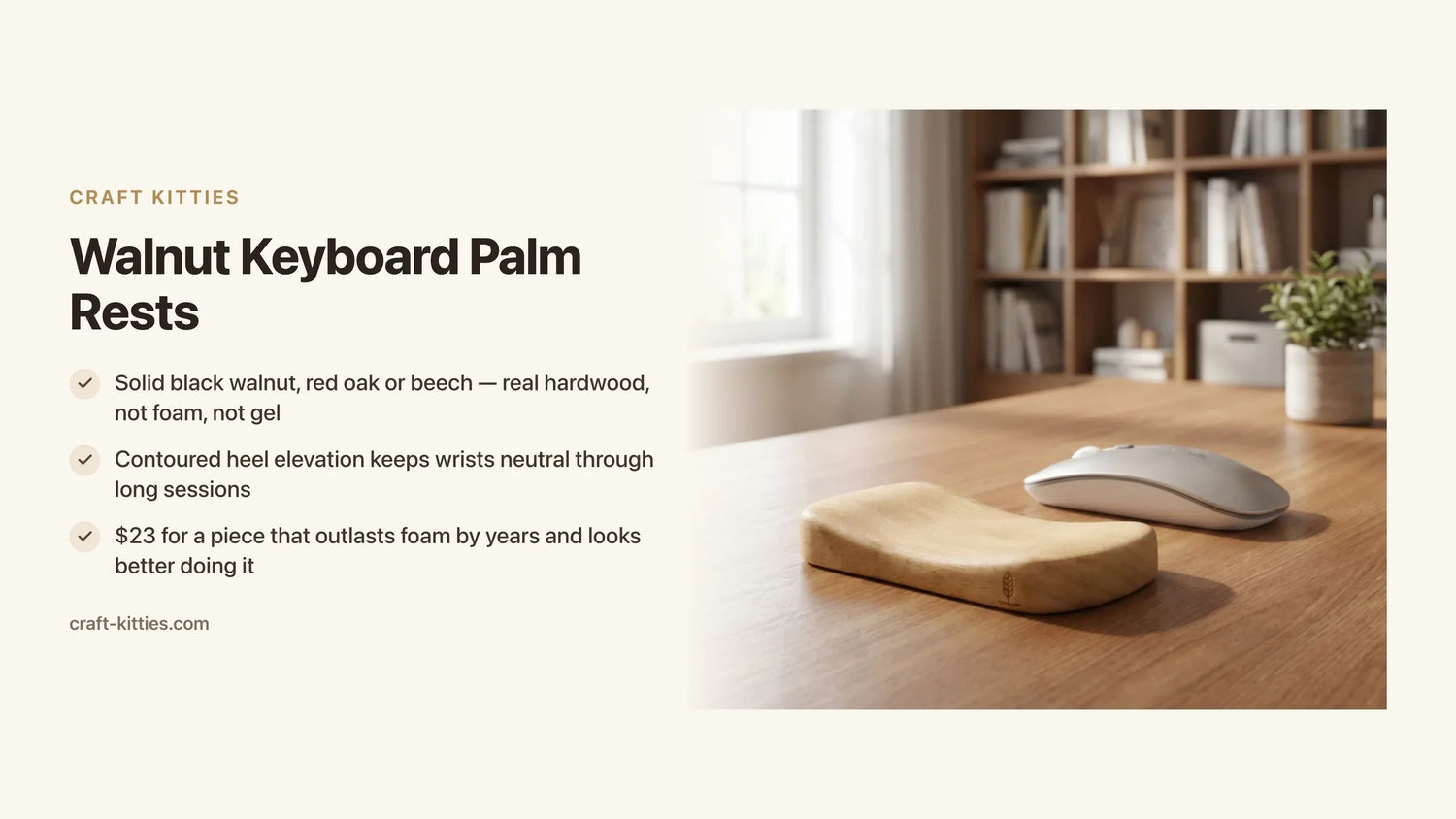 Walnut Keyboard Palm Rests: Comfort Meets Handcrafted Beauty — Craft Kitties
