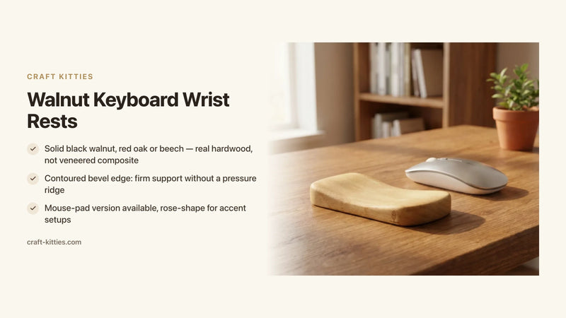 Walnut Keyboard Wrist Rests: Premium Feel, Real Wood Grain — Craft Kitties
