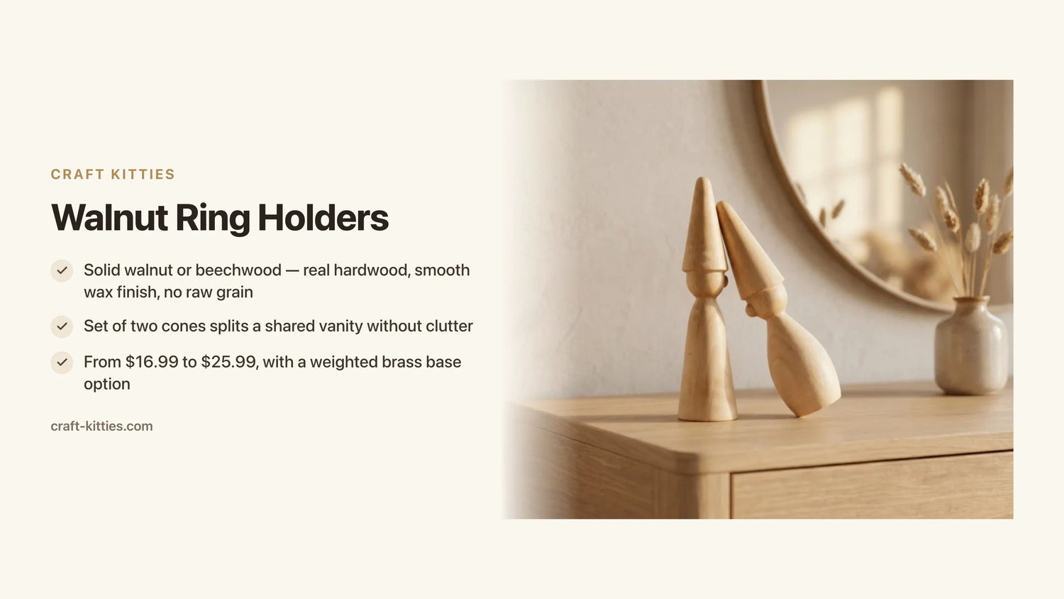 Walnut Ring Holders: Why Dark Grain Looks Best on a Vanity — Craft Kitties