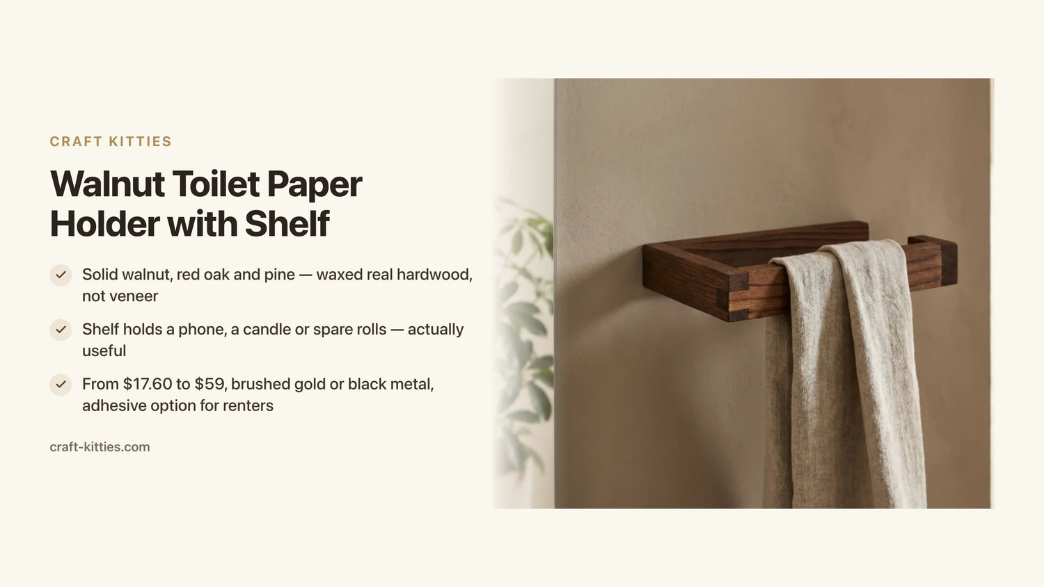 Walnut Toilet Paper Holder with Shelf: Space-Smart Bathroom Picks — Craft Kitties