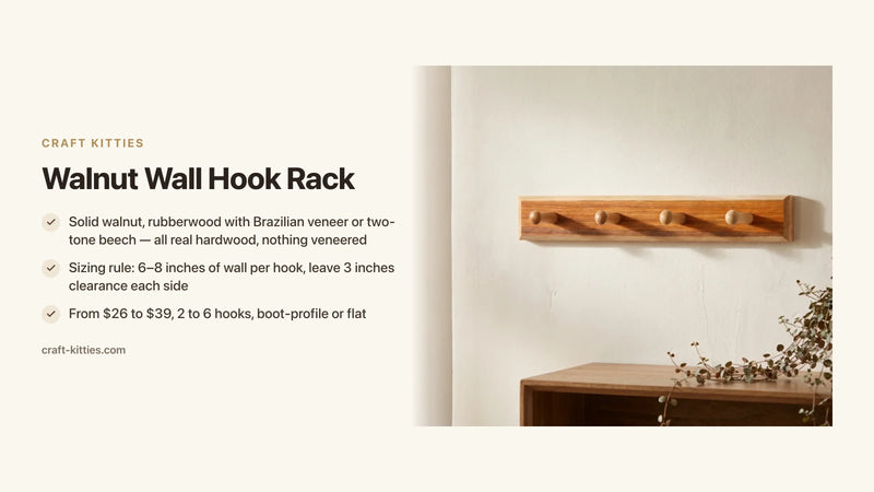 Walnut Wall Hook Rack: How to Pick the Right Size for Your Entry or Mudroom — Craft Kitties