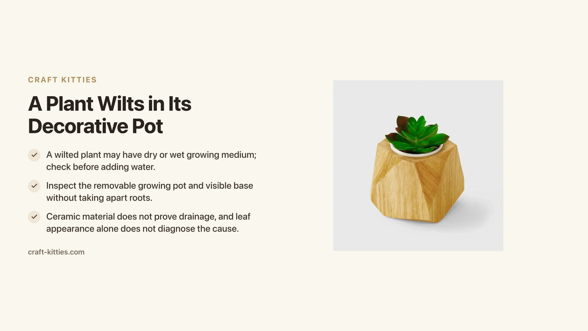 A Plant Wilts in Its Decorative Pot: Check Before Adding Water — Craft Kitties