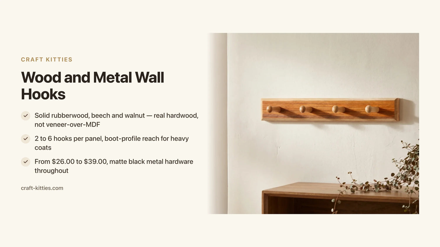 Wood and Metal Wall Hooks: How to Pick the Right Combo for Your Entryway — Craft Kitties