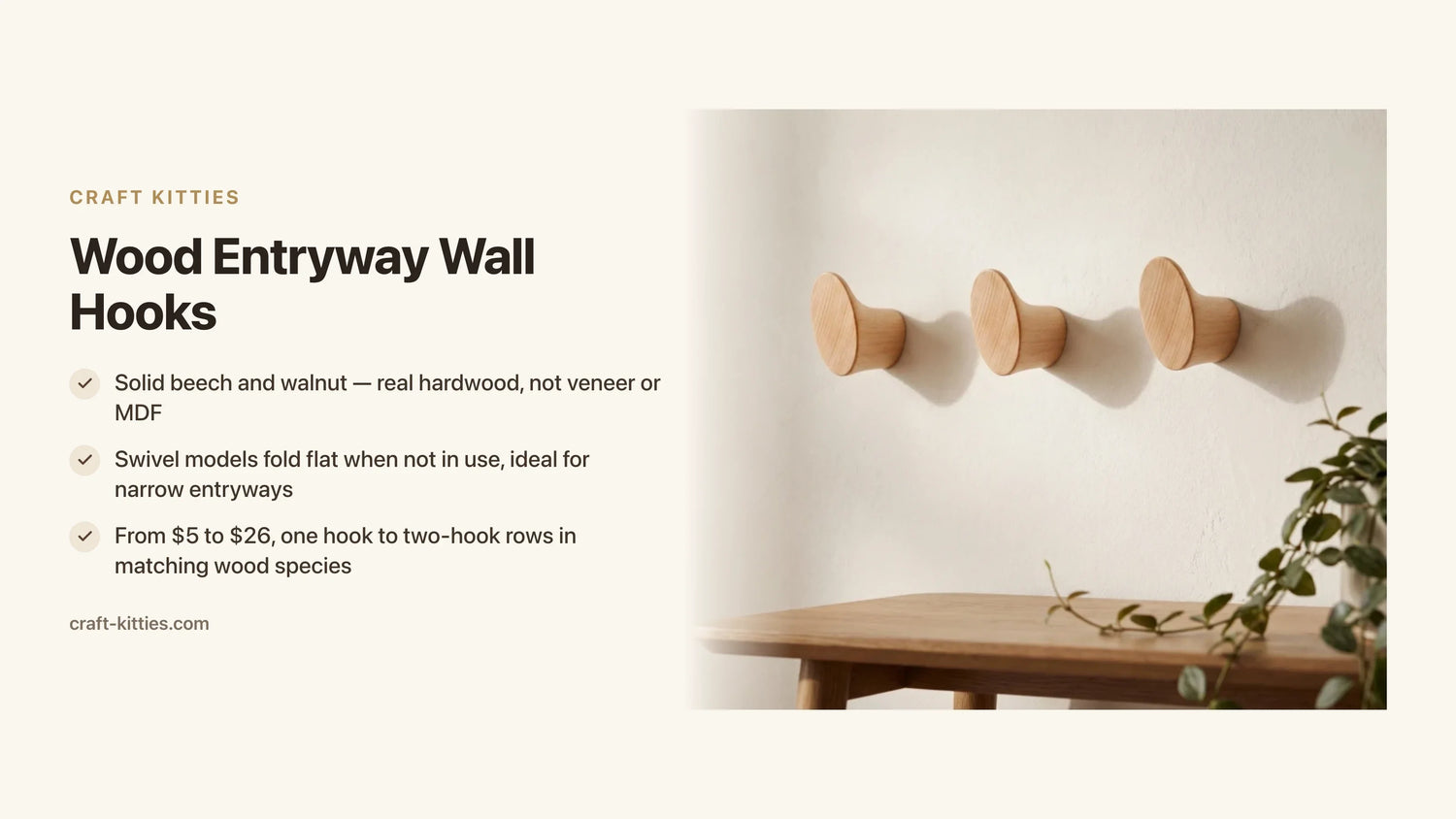 Wood Entryway Wall Hooks: How to Choose Size, Species, and Placement — Craft Kitties