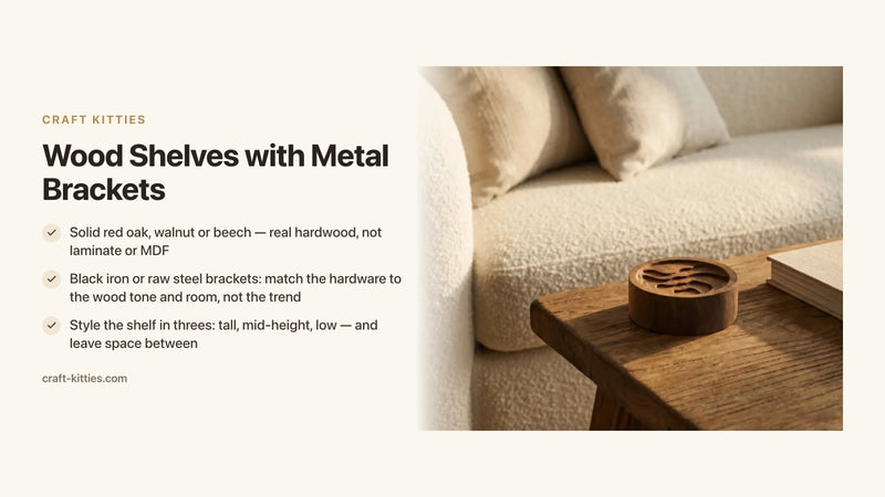 Wood Shelves with Metal Brackets: Industrial-Natural Mix Done Right — Craft Kitties