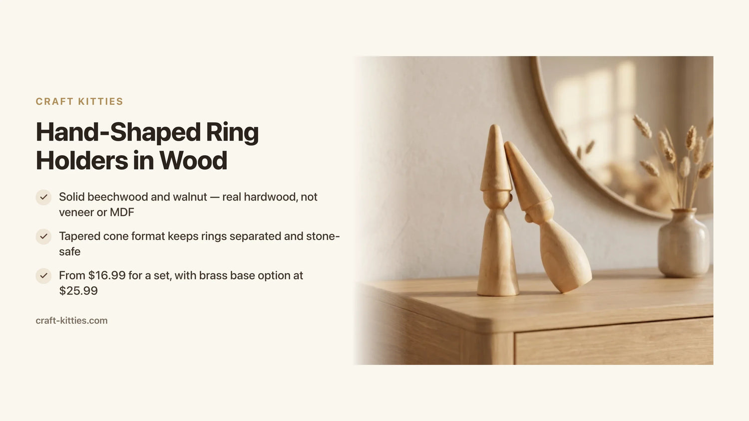 Hand-Shaped Ring Holders in Wood: Design, Use & What to Look For — Craft Kitties