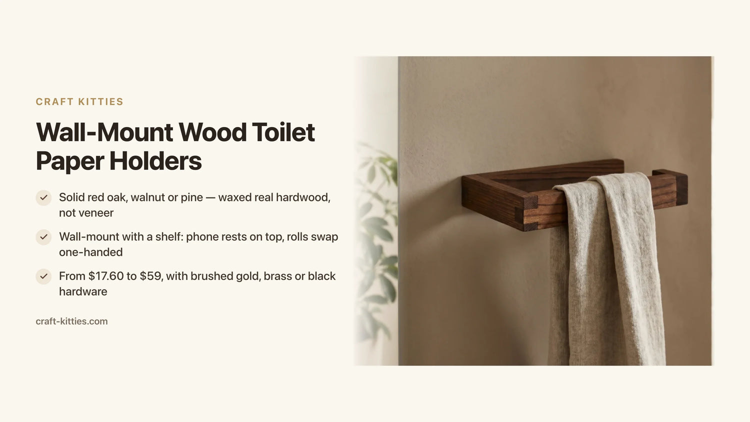 Wall-Mount Wood Toilet Paper Holders: How to Choose and Install — Craft Kitties