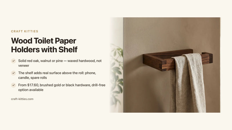 Wood Toilet Paper Holders with Shelf: Maximize Small Bathrooms — Craft Kitties