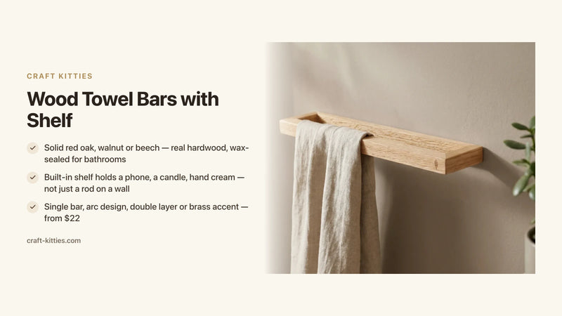 Wood Towel Bars with Shelf: Double-Duty Bathroom Storage Solutions — Craft Kitties