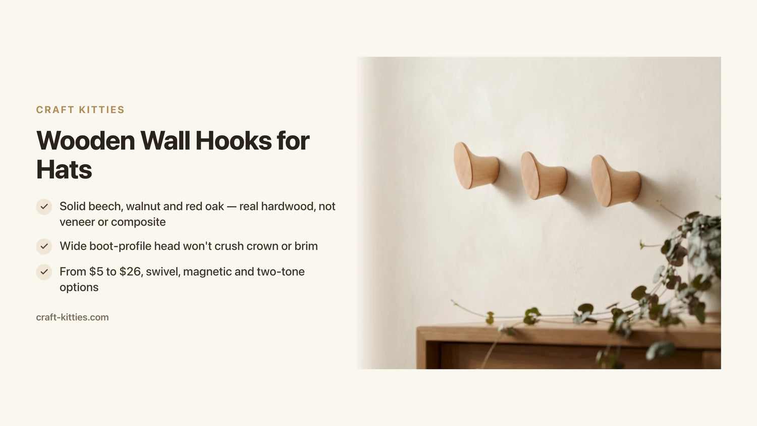 Wooden Wall Hooks for Hats: Keep Your Collection Displayed, Not Crushed — Craft Kitties