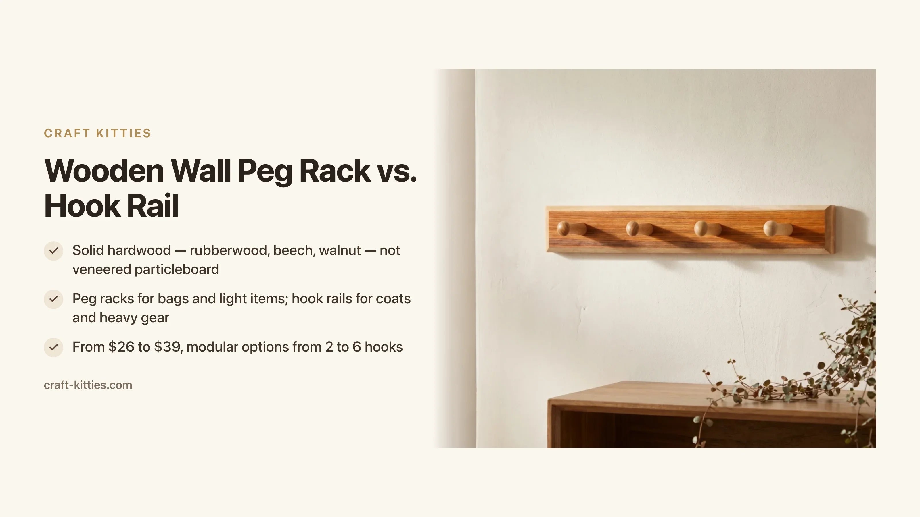Wooden Wall Peg Rack vs. Hook Rail: Which Holds More? – CraftKitties