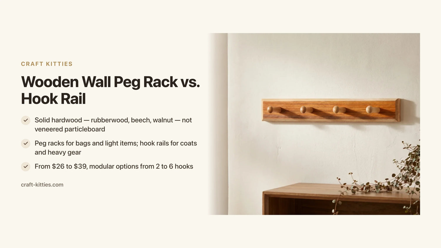 Wooden Wall Peg Rack vs. Hook Rail: Which Actually Holds More Gear? — Craft Kitties