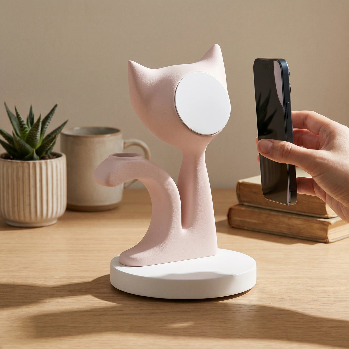 Kitten Wood-Look Wireless Charger Stand