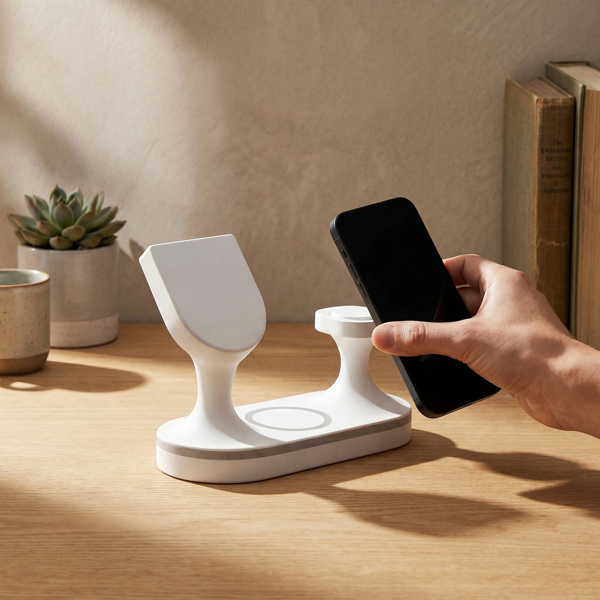 Echo Wood-Look Wireless Charger Tripod Stand