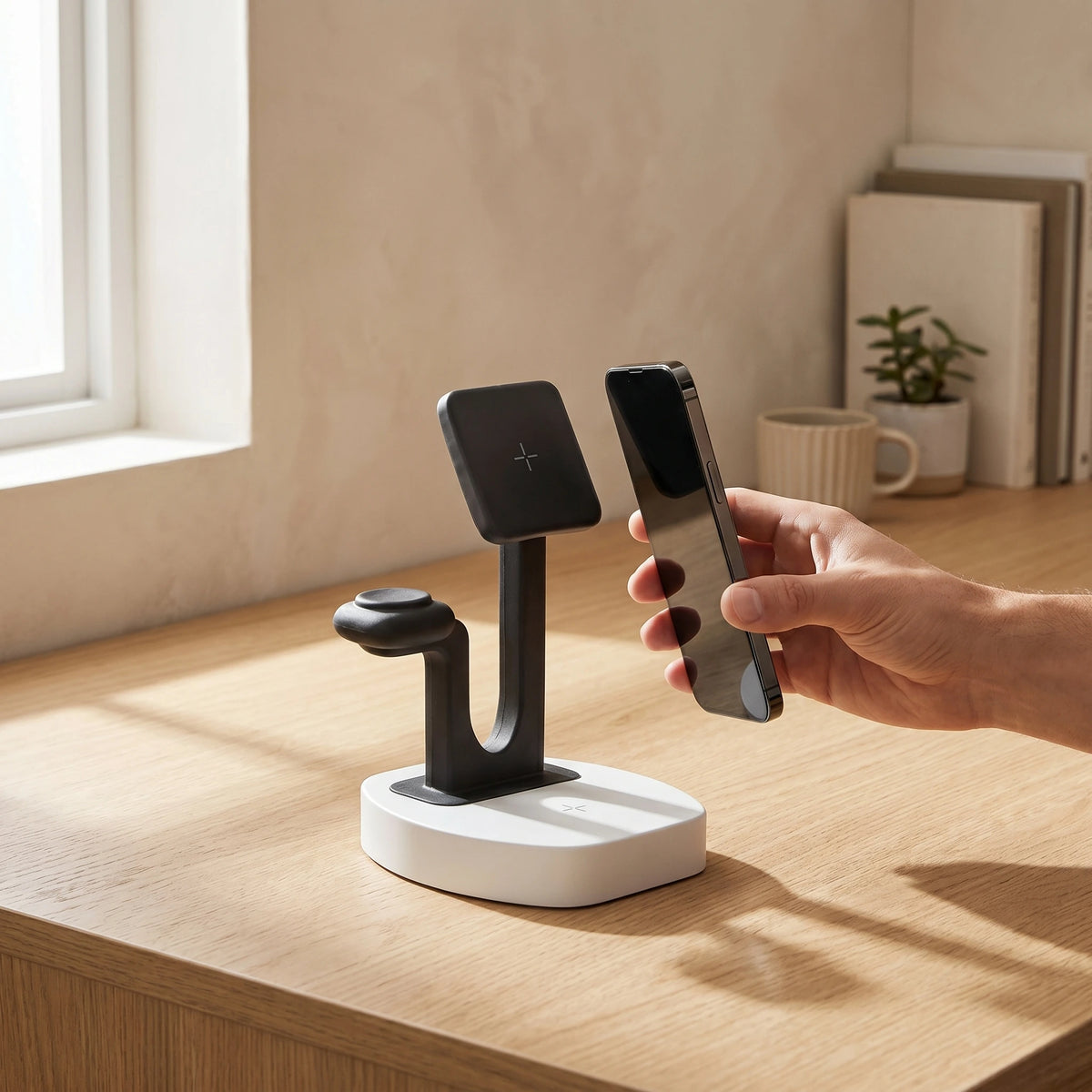 The Square — Wood-Look Wireless Charger Stand 30W