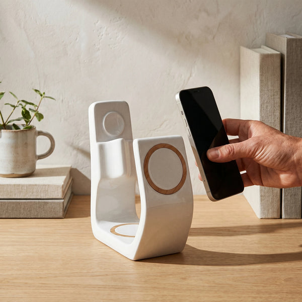 Line Wood-Look Wireless Charger Stand