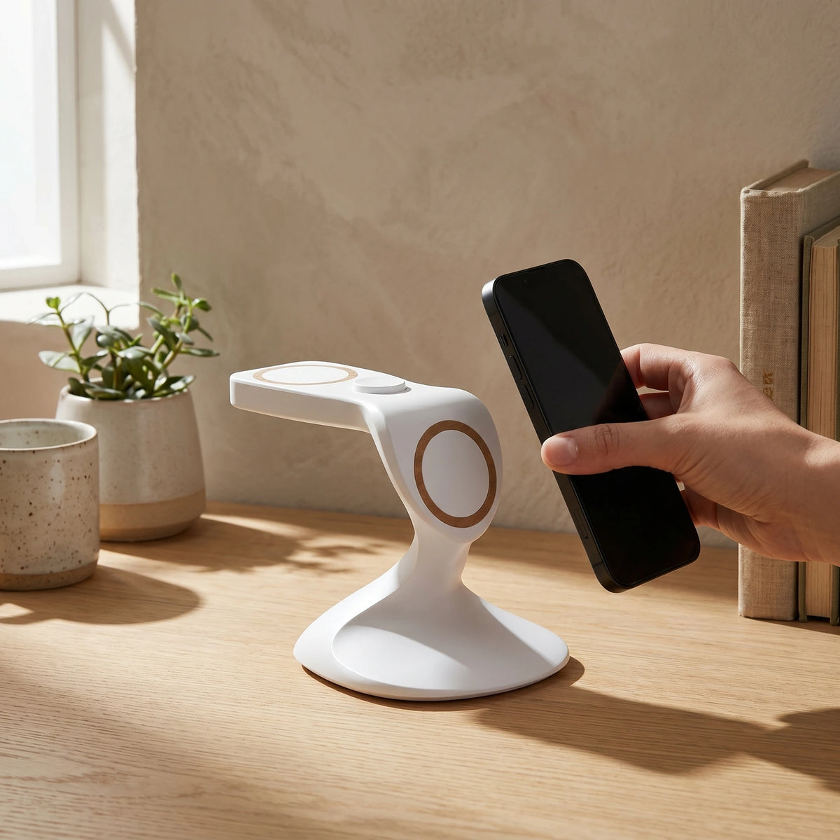 Spade Wood-Look Wireless Charger Stand